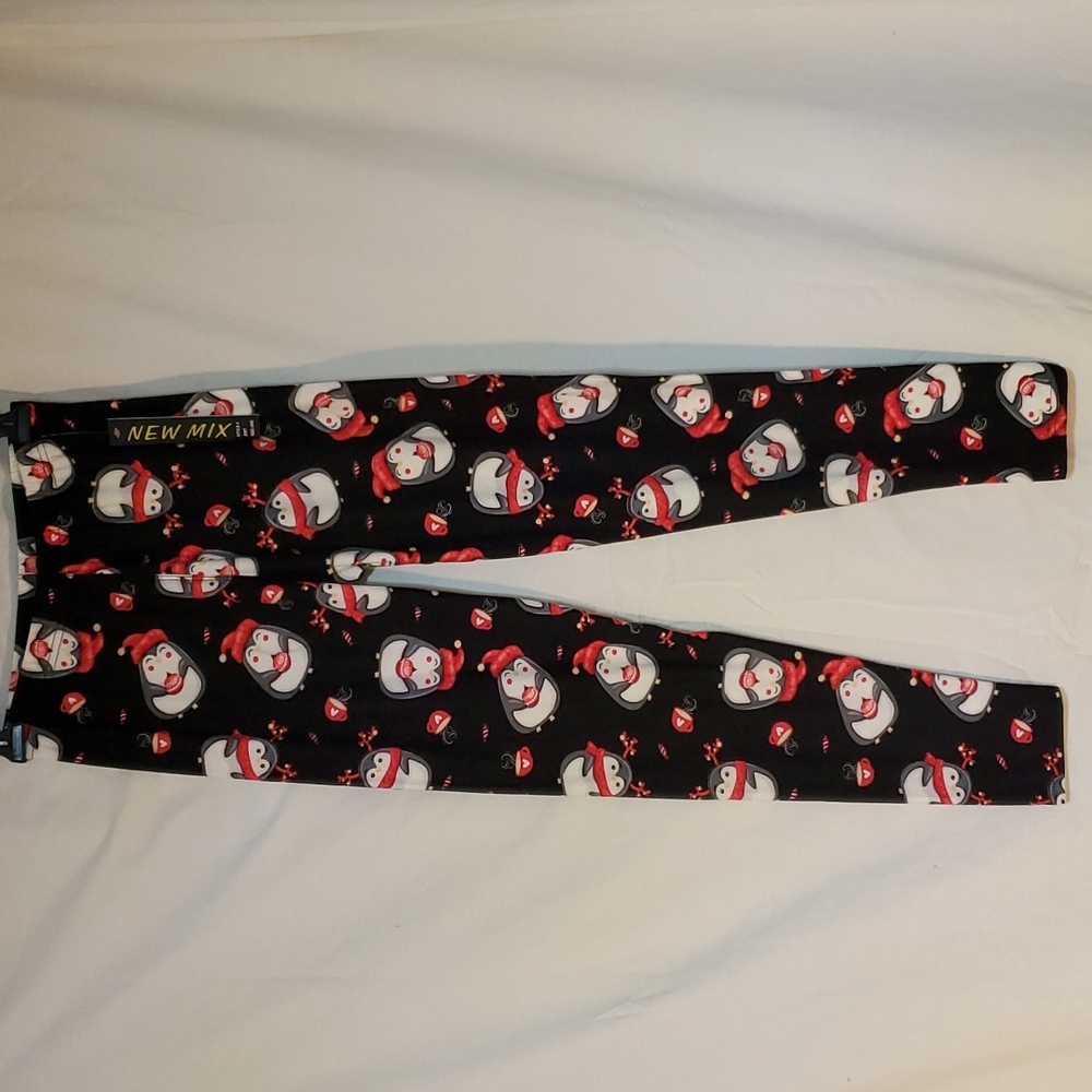 New Mix, OS, Black/Penguin Christmas Leggings